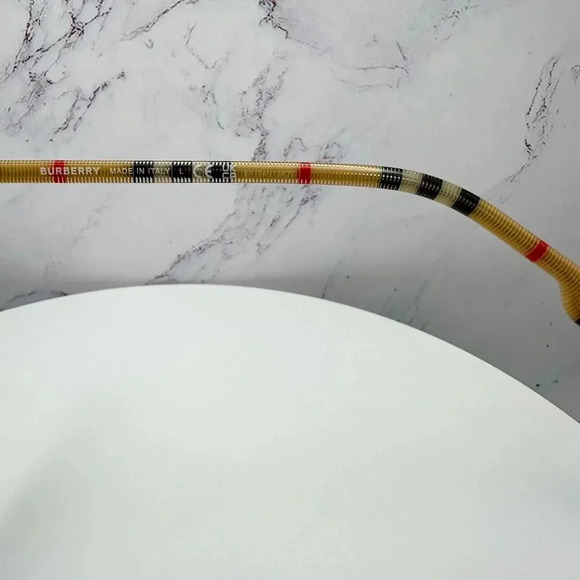 Burberry Sunglasses Black Square Cat Eye Checkered Arm Italy Authentic 54-20-140 - Picture 8 of 16